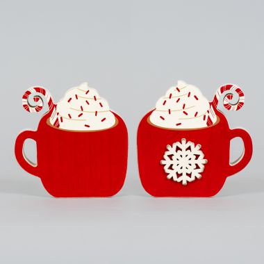 Click here to see Adams&Co 71303 71303 4x4x1 chunky wood shape (MUG) multicolor  Candy Cane Lane Collection