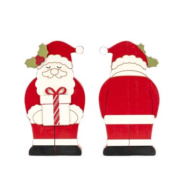 Click here to see Adams&Co 71302 71302 3x6x1 chunky wood shape (SANTA) multicolor  Candy Cane Lane Collection