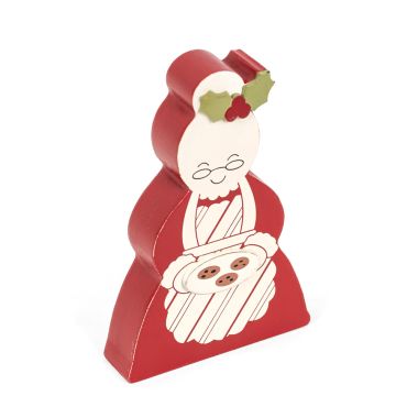 Click here to see Adams&Co 71301 71301 4x6x1 chunky wood shape (MRS CLAUS) multicolor  Candy Cane Lane Collection