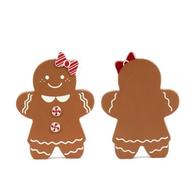 Click here to see Adams&Co 71300 71300 4x5x1 chunky wood shape (GIRL GINGERBREAD) multicolor Candy Cane Lane Collection