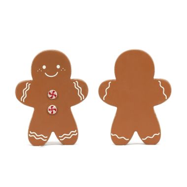 Click here to see Adams&Co 71299 71299 4x5x1 chunky wood shape (BOY GINGERBREAD) multicolor  Candy Cane Lane Collection