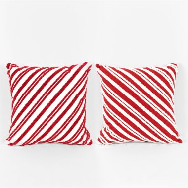 Click here to see Adams&Co 71246 71246 16x16x4 reversible pillow (STRIPE) red, white  