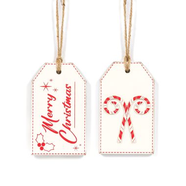 Click here to see Adams&Co 71239 71239 3x5x.5 reversible wood tag (MERRY/CANDY) red, white  
