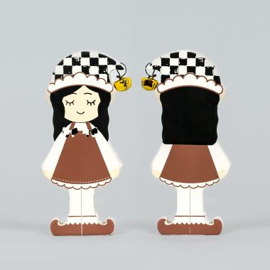 Click here to see Adams&Co 71312 71312 3x6x1 chunky wood shape (GIRL ELF) multicolor Checking It Twice Collection