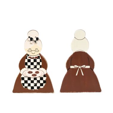 Click here to see Adams&Co 71311 71311 4x6x1 chunky wood shape (MRS CLAUS) multicolor Checking It Twice Collection