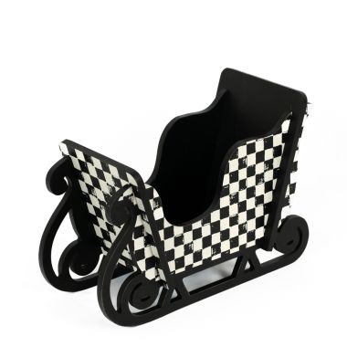 Click here to see Adams&Co 71286 71286 13x8x6 wood cutout (SLEIGH) black, white  Checking It Twice