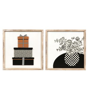Click here to see Adams&Co 71283 71283 19x19x1.5 reversible wood frame sign (GIFT/FLOWER) multicolor Checking It Twice Collection