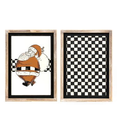 Click here to see Adams&Co 71267 71267 10x14x1.5 reversible wood frame sign (SANTA/CHECK) multicolor