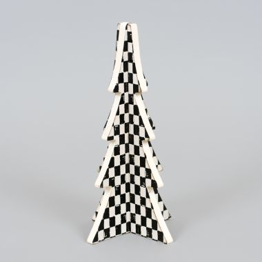 Click here to see Adams&Co 71259 71259 5x9x5 wood cutout tree (CHRISTMAS) black, white  Checking It Twice