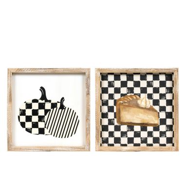 Click here to see Adams&Co 50517 50517 10x10x1.5 reversible wood frame sign (PUMPKIN/PIE) multicolor  Spooky Harvest Collection