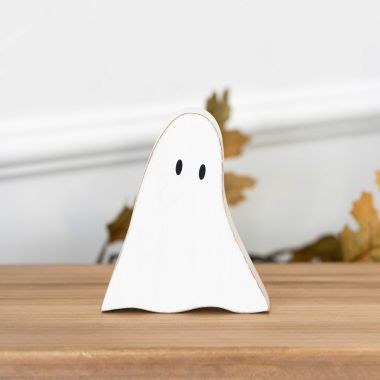 Click here to see Adams&Co 50514 50514 4x5x1 chunky wood shape (GHOST) white, black  Spooky Harvest Collection