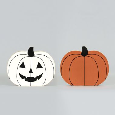 Click here to see Adams&Co 50513 50513 6x5x1 chunky wood shape (PUMPKIN) multicolor  Spooky Harvest Collection