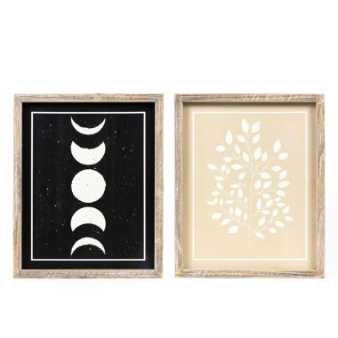Click here to see Adams&Co 50501 50501 10x13x1.5 reversible wood frame sign (MOON/PLANT) multicolor  Spooky Harvest Collection