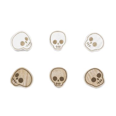 Click here to see Adams&Co 55298 55298 2x2x.25 wood shape set of six (SKULLS) multicolor Bad To The Bone Collection