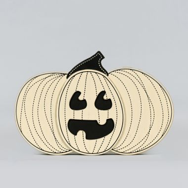 Click here to see Adams&Co 55291 55291 10x7x1.25 chunky wood shape (JACKOLANTERN) tan, black  Bad to the Bone collection