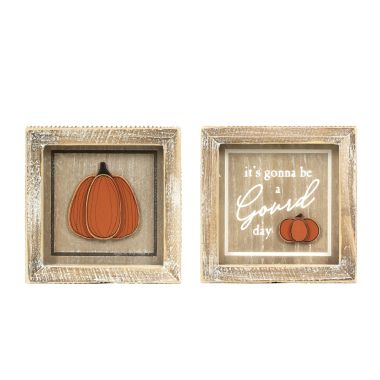 Click here to see Adams&Co 55289 55289 5x5x1.5 reversible wood frame sign (PUMPKIN/GOURD) multicolor Bad To The Bone Collection