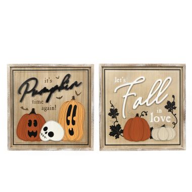 Click here to see Adams&Co 55281 55281 24x24x1.5 reversible wood frame sign (FALL/PUMPKIN) multicolor Bad To The Bone Collection