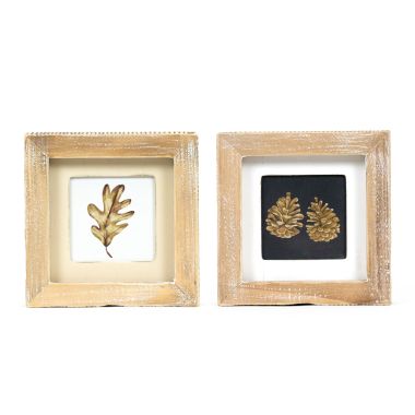 Click here to see Adams&Co 60283 60283 5x5x1.5 reversible wood frame sign (PINECONES/LEAF) multicolor  
