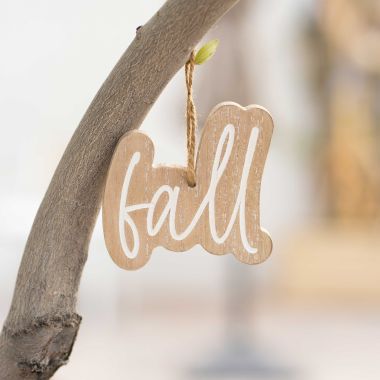 Click here to see Adams&Co 50492 50492 4x4x.25 wood ornament (FALL) natural, white The Adams Family Collection