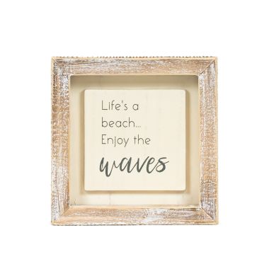 Click here to see Adams&Co 11936 11936 5x5x1.5 wood frame sign (WAVES) white, grey 