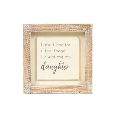 Click here to see Adams&Co 11946 11946 5x5x1.5 wood frame sign (DAUGHTER) white, grey 