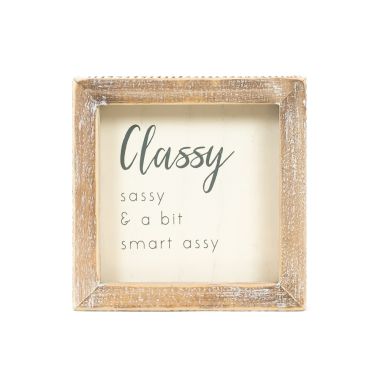Click here to see Adams&Co 11956 11956 5x5x1.5 wood frame sign (CLASSY) white, grey  Scripty Collection