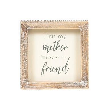 Click here to see Adams&Co 11958 11958 5x5x1.5 wood frame sign (FRIEND) white, grey Scripty Collection