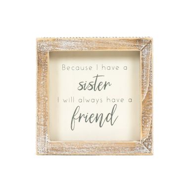 Click here to see Adams&Co 11959 11959 5x5x1.5 wood frame sign (SISTER) white, grey  Scripty Collection