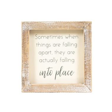Click here to see Adams&Co 11961 11961 5x5x1.5 wood frame sign (INTO PLACE) white, grey  Scripty Collection