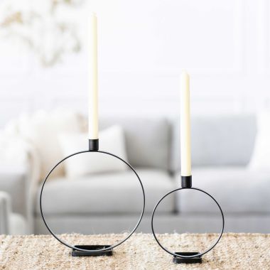 Click here to see Adams&Co 11974 11974 9x10, 6x8x2.5 iron candle holders s/2, black  Sundara Collection