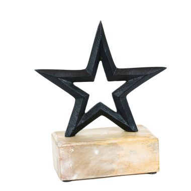 Click here to see Adams&Co 11982 11982 6x7x3 aluminium/mango cutout on stand (STAR) black, natural  Sundara Collection