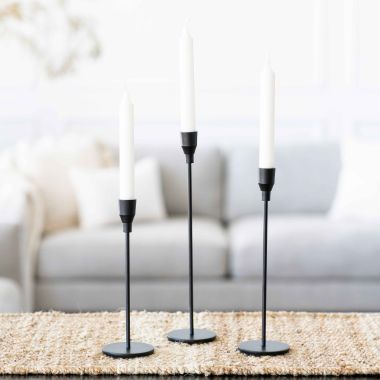 Click here to see Adams&Co 11985 11985 3x14, 3x12, 3x10x3.25 iron candle holders s/3, black  Sundara Collection