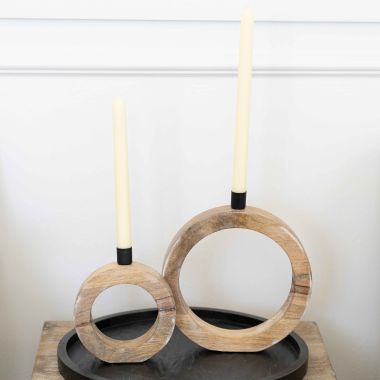 Click here to see Adams&Co 12042 12042 9x10, 6x7x1.75 mango nested candle holders s/2 (ROUND) multicolor  Sundara Collection