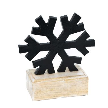 Click here to see Adams&Co 71318 71318 7x8x3 aluminium/mango cutout on stand (SNOWFLAKE) black, natural  Sundara Collection