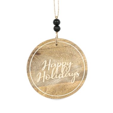 Click here to see Adams&Co 71325 71325 4x4x.25 mango ornament (HAPPY HOLIDAYS) multicolor  Sundara Collection
