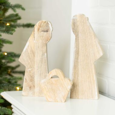 Click here to see Adams&Co 71328 71328 5x12x1.5 mango cutout s/3 (NATIVITY) natural, white  Sundara Collection