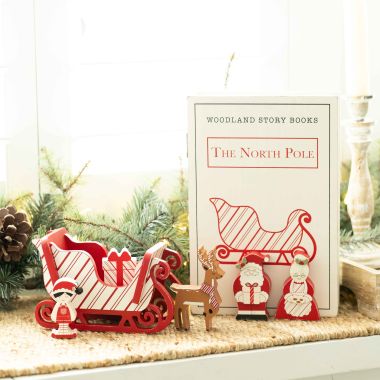 Click here to see Adams&Co 71333 71333 8x12x2.5 wood storybook 7 pc (NORTH POLE) multicolor  Woodland Story Books Collection