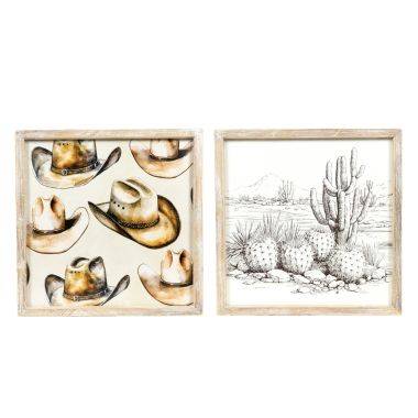 Click here to see Adams&Co 12047 12047 17x17x1.5 reversible wood frame sign (HAT/CACTUS) multicolor  Giddy Up Collection