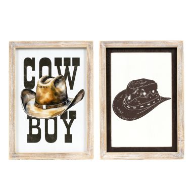 Click here to see Adams&Co 12046 12046 10x14x1.5 reversible wood frame sign (COWBOY) multicolor  Giddy Up Collection