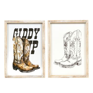 Click here to see Adams&Co 12045 12045 9x13x1.5 reversible wood frame sign (GIDDY) multicolor  Giddy Up Collection