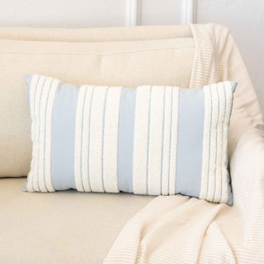 Click here to see Adams&Co 12070 12070 19x11 pillow (STRIPES) white, blue  Scalloped Collection
