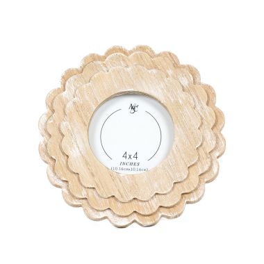 Click here to see Adams&Co 12067 12067 8x8x1 wood scallop photo frame (ROUND) natural (4x4)  Scallop Collection