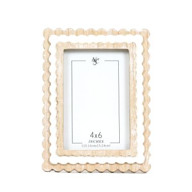Click here to see Adams&Co 12064 12064 6x8x1 wood scallop photo frame (4x6) natural, white  Scalloped Collection