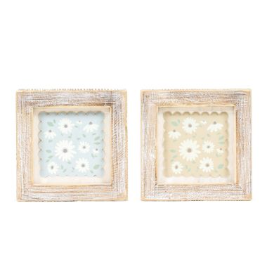 Click here to see Adams&Co 12055 12055 5x5x1.5 reversible wood frame sign (DAISY) multicolor  Scallop Collection