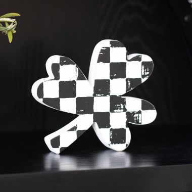 Click here to see Adams&Co 20160 20160 7x6x1 wood cutout (CHECK CLOVER) black, white  Lucky In Love Vol. 3