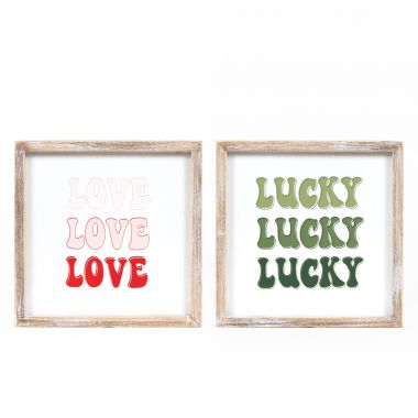 Click here to see Adams&Co 20147 20147 10x10x1.5 reversible wood frame sign (LOVE/LUCKY) multicolor  Lucky In Love Vol. 3