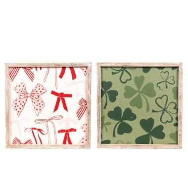 Click here to see Adams&Co 20145 20145 17x17x1.5 reversible wood frame sign (RIBBON/CLOVER) multicolor  Lucky In Love Vol. 3