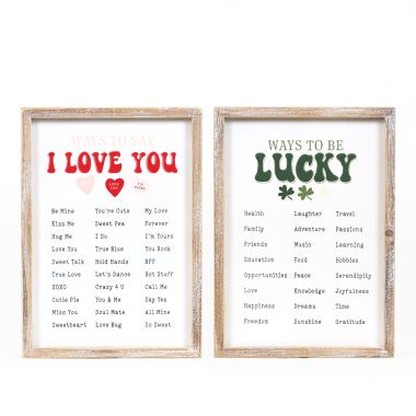 Click here to see Adams&Co 20139 20139 10x14x1.5 reversible wood frame sign (LOVE/LUCKY) multicolor  Lucky In Love Vol. 3