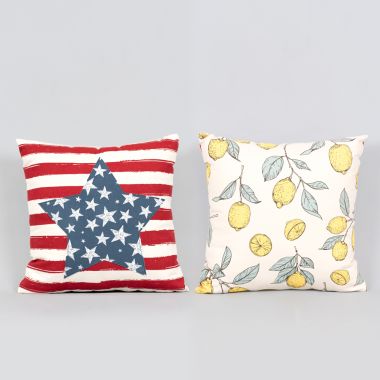 Click here to see Adams&Co 45194 45194 15x14 reversible pillow (STAR/LEMONS) multicolor  AMERICAN SUMMER COLLECTION