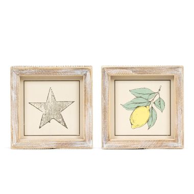 Click here to see Adams&Co 45181 45181 5x5x1.5 reversible wood frame sign (STAR/LEMON) multicolor  AMERICAN SUMMER COLLECTION